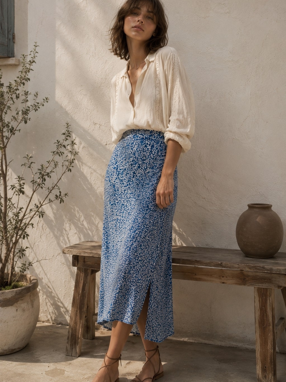 Blue Floral Midi/Maxi Skirt – Romantic Boho Style 💙